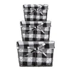 DII&reg; Black & White Checkered Chicken Wire Basket Set