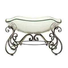 Brass Glass and Metal Traditional Serving Bowl, 14" x 21" x 16"