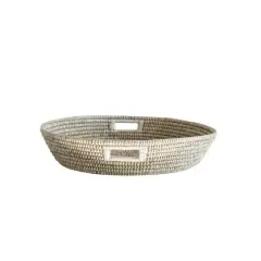 Hello Honey&reg; 23.5" White Handwoven Grass Basket with Handles