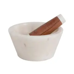 Hello Honey&reg; 6" Marble & Acacia Wood Mortar & Pestle Set