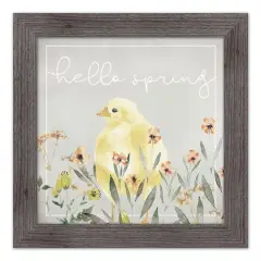Hello Spring Chick 1 16" x 16" Western Gray Framed Print