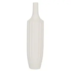 White Ceramic Modern Vase, 19" x 5" x 5"