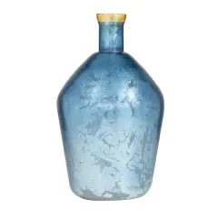 Blue Glass Coastal Vase, 15" x 9" x 9"