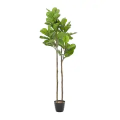 6ft. Green Faux Foliage Fiddle Leaf Artificial Tree with Black Melamine Pot