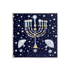 Stupell Industries 12" x 12" Happy Hanukkah Starry Menorah Wall Art