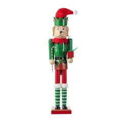 Glitzhome&reg; 23.5"H Wooden Christmas Elf Dog Nutcracker