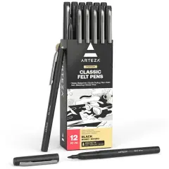 Arteza&reg; Black Bold Tip Classic Felt Pens, 12ct.