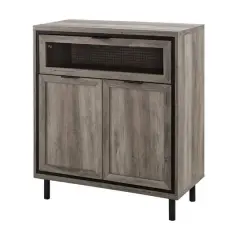 Walker Edison Gray Wash Mesh Metal Accent Cabinet