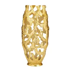 20" Contemporary Aluminum Vase Gold