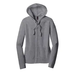 District&reg; Women's Fitted Jersey Full-Zip Hoodie Dark Heather Gray