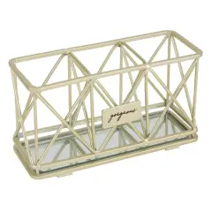 Home Details 3-Compartment Cosmetic Brush & Pencil Holder Satin Gold