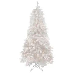 6.5ft. Pre-Lit Flocked White Spruce Artificial Christmas Tree, Clear Lights