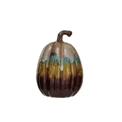 Hello Honey&reg; 7.5" Multicolor Stoneware Pumpkin D&eacute;cor with Reactive Glaze