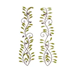 Green Metal Traditional Leaves Wall D&eacute;cor Set