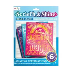 OOLY Scratch & Shine Amazing Affirmations Foil Scratch Art Kit