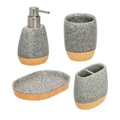 Honey Can Do Gray Speckled Bath Accessory Set