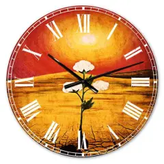 Designart 'Bright Sun In Flower Traditional Wall Clock
