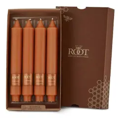 Root Candles 9" Unscented Smooth Collenette Taper Candles, 4ct. Rust
