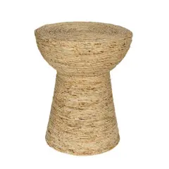 Hello Honey&reg; 20" Natural Coiled Corn Rope Round Accent Table