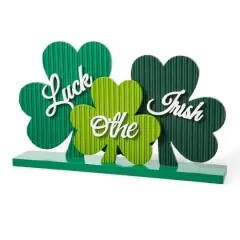Glitzhome&reg; 16" St. Patrick's Wooden Shamrocks Table D&eacute;cor
