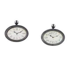 12" Metal Vintage Wall Clock, 2ct.