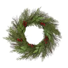 20" Cedar & Ruscus with Berries Wreath
