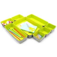 Welaxy Felt 8 Piece Drawer Organizer Tray Set Green