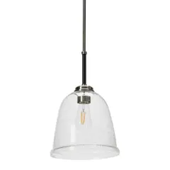 Hello Honey&reg; Robert Stevenson Lighting Landry 11" Black & Nickel Seedy Glass & Metal Ceiling Light