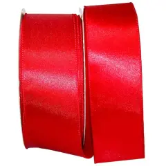 JAM Paper 2.5" x 50yd. Wired Satin Ribbon Scarlet