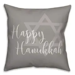 Happy Hanukkah Star of David 18x18 Spun Poly Pillow