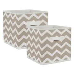 DII&reg; 11" Nonwoven Polyester Chevron Storage Cubes, 2ct. Stone