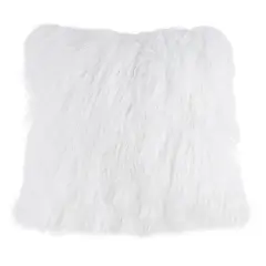 Hastings Home Mongolian Faux Fur Pillow, 22" x 22" White