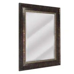Head West 32" Distressed Embossed Bronze Framed Wall Vanity Mirror
