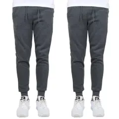 Galaxy by Harvic Men's Fleece-Lined Jogger Sweatpants 2 Pack Charcoal/Charcoal