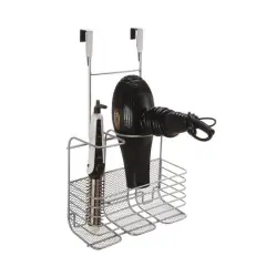 SunnyPoint 3-Compartment Metal Hair Care Storage Basket Silver