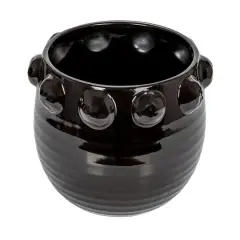 Hello Honey&reg; 10.5" Black Raised Dots Terra Cotta Planter