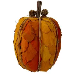 10" Orange & Brown Fall Harvest Tabletop Pumpkin