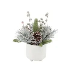 Christmas Mix In Ceramic Joy Wreath Footed Pot