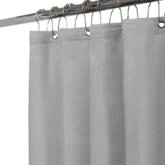 Elle D&eacute;cor Gray Jacquard Solid Weave Shower Curtain