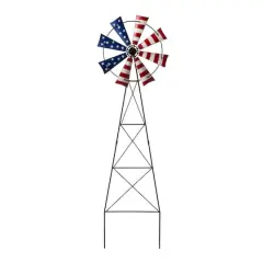Glitzhome&reg; 41" Stars & Stripes Metal Wind Spinner Yard Stake