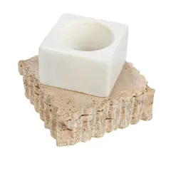 Hello Honey&reg; 3.25" Decorative Marble & Travertine Candle Holder