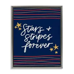 Stupell Industries Stars Stripes Forever Americana Independence Day Floater Framed Art Gray