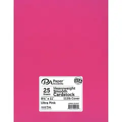 PA Paper&trade; Accents 8.5" x 11" Heavyweight Smooth Cardstock, 25 Sheets Ultra Pink