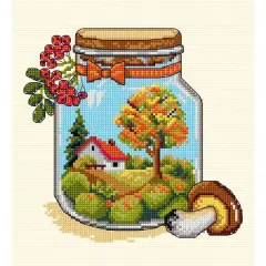 Orchidea Complete Counted Cross Stitch Kit Autumn Jar