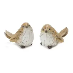 Carved Leaf Bird Figurines Set