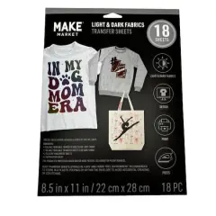 8.5" x 11" Mixed Light & Dark Fabric Transfer Sheets, 18ct. by Make Market&reg;