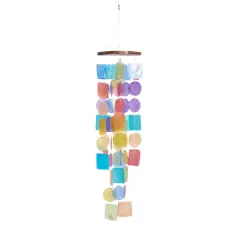 Multi Colored Capiz shell Coastal Windchime, 20"