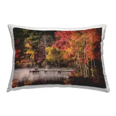 Stupell Industries Autumn Dock Landscape Outdoor Printed Pillow