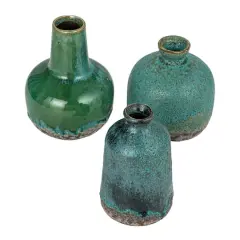 Hello Honey&reg; Green & Blue Textured Stoneware Vase Set