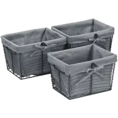 Sorbus 9" Gray Wire Baskets with Removable Liner, 3ct.